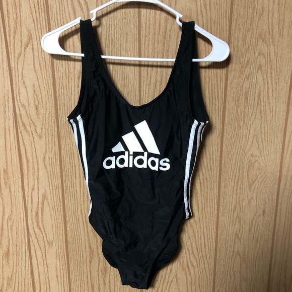 NWT ADIDAS SWIMWEAR Logo Stripe One-Piece Swimsuit - Picture 4 of 9